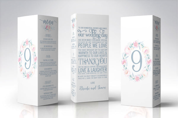 wedding tri-fold table card
