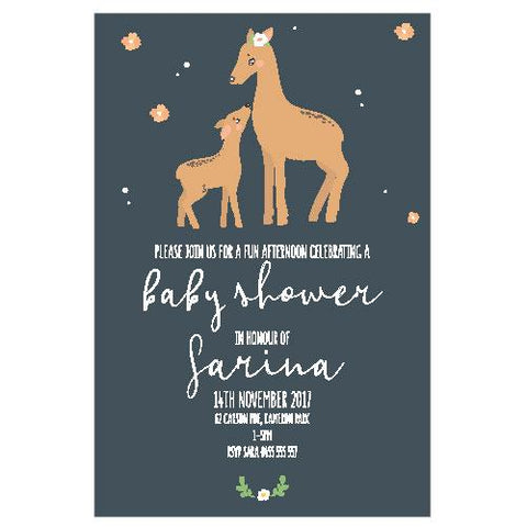 baby shower invitation with woodland deer