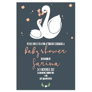 baby shower invitation with woodland swan