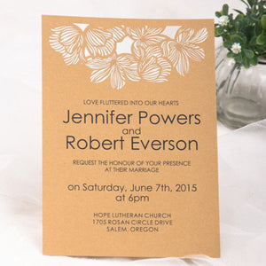 flat laser cut invitation with flower design