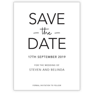 Simple and classy black and white save the date card