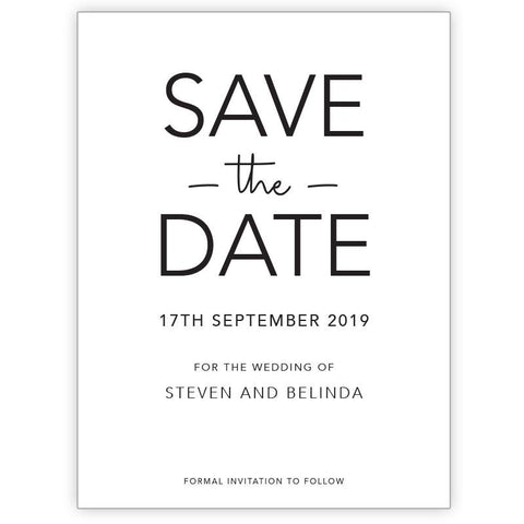 Simple and classy black and white save the date card