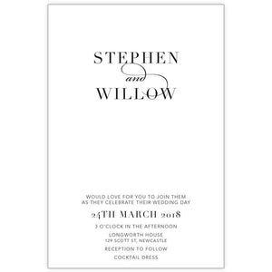 classic black and white wedding invitation