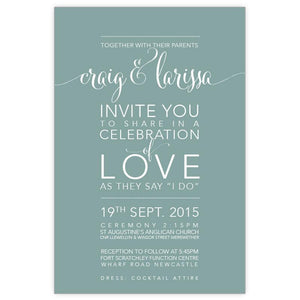 Classic love wedding invitation with white ink printing
