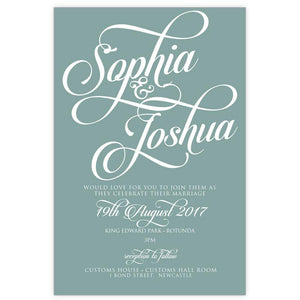 Classic wedding invitation design in soft green