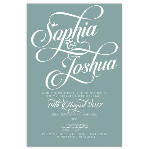 Classic wedding invitation design in soft green