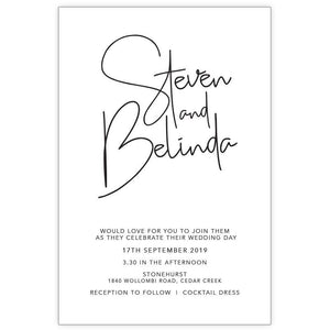 Classic black and white wedding invitation design