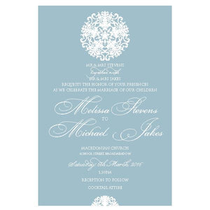 Classic and simple ornament pattern wedding invitation white ink printing