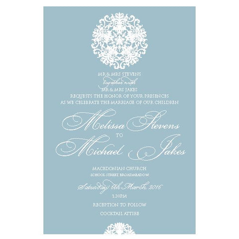 Classic and simple ornament pattern wedding invitation white ink printing