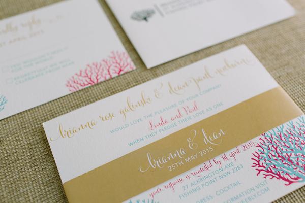 Water colour coral reef wedding invitation