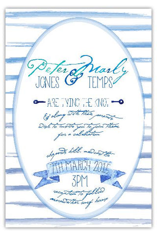 Watercolour nautical wedding invitation design.