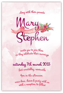 Watercolour flower wedding invitation design.